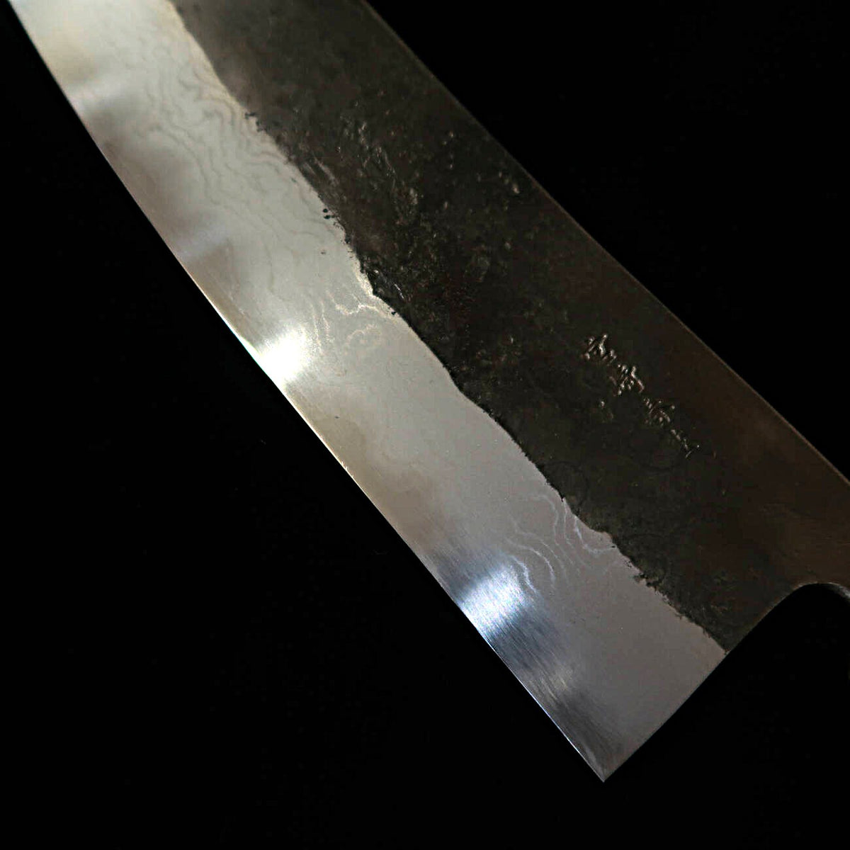 宮崎鍛冶屋 MIYAZAKI KAJIYA 椿 切付三徳 青紙二号 多層鋼本割込 焼漆樫柄 (185mm)