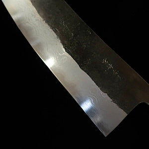 宮崎鍛冶屋 MIYAZAKI KAJIYA 椿 切付三徳 青紙二号 多層鋼本割込 焼漆樫柄 (185mm)