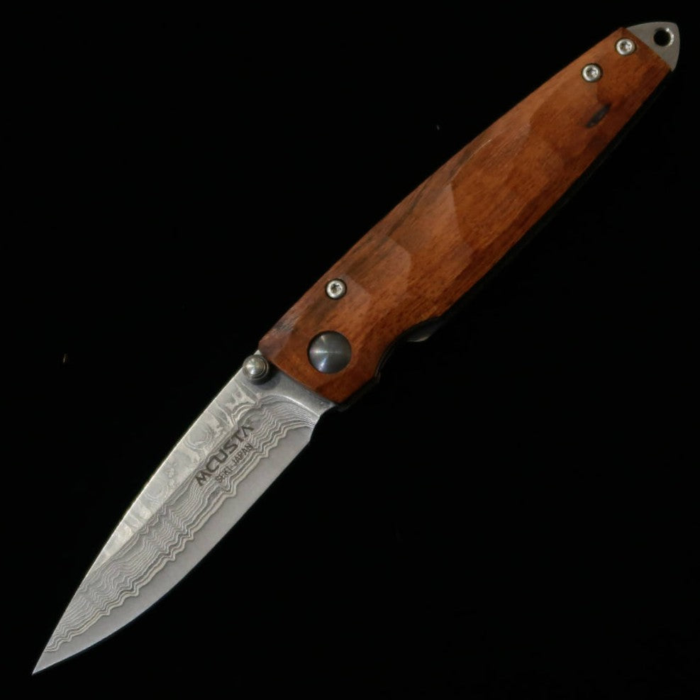 MCUSTA Shinra Emotion Tsuchi Folding Knife, VG10 Core 33-Layer Damascus - Ironwood Handle (71mm - MC-0077D1)