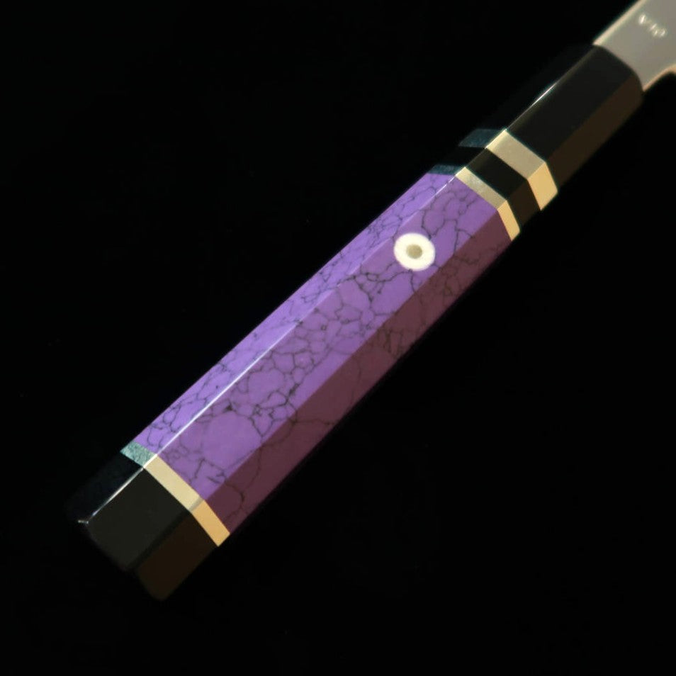 三浦佩MIURA Obidama 先丸柳刃 VG10 鏡面仕上げ カスタムハンドル パープル（300mm）