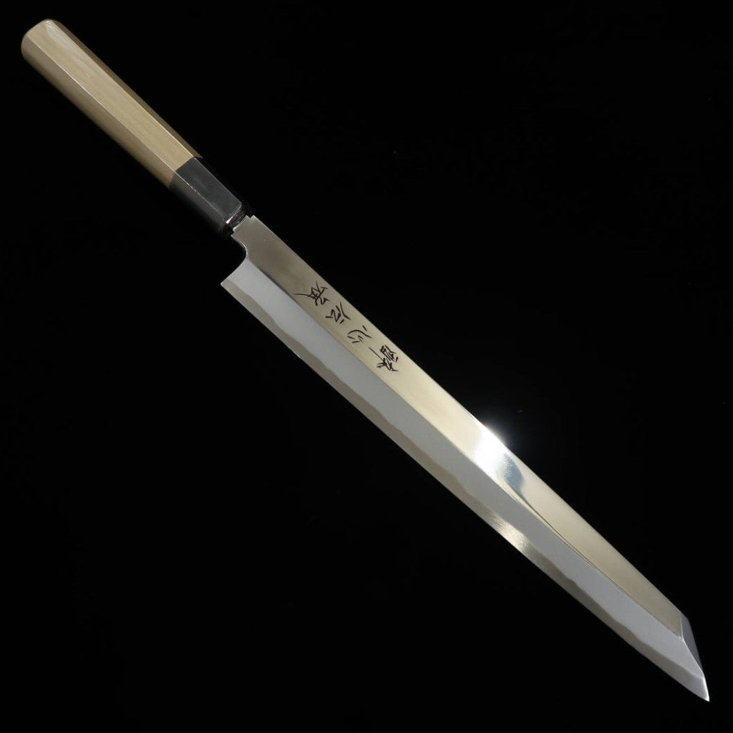 酔心 SUISIN  伝承 剣型柳刃 白紙一号 鏡面仕上げ 朴六角半丸水牛柄 (270/300mm)