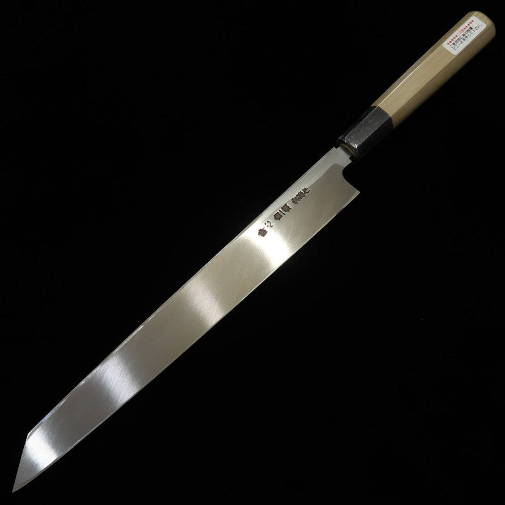 酔心 SUISIN  伝承 剣型柳刃 白紙一号 鏡面仕上げ 朴六角半丸水牛柄 (270/300mm)