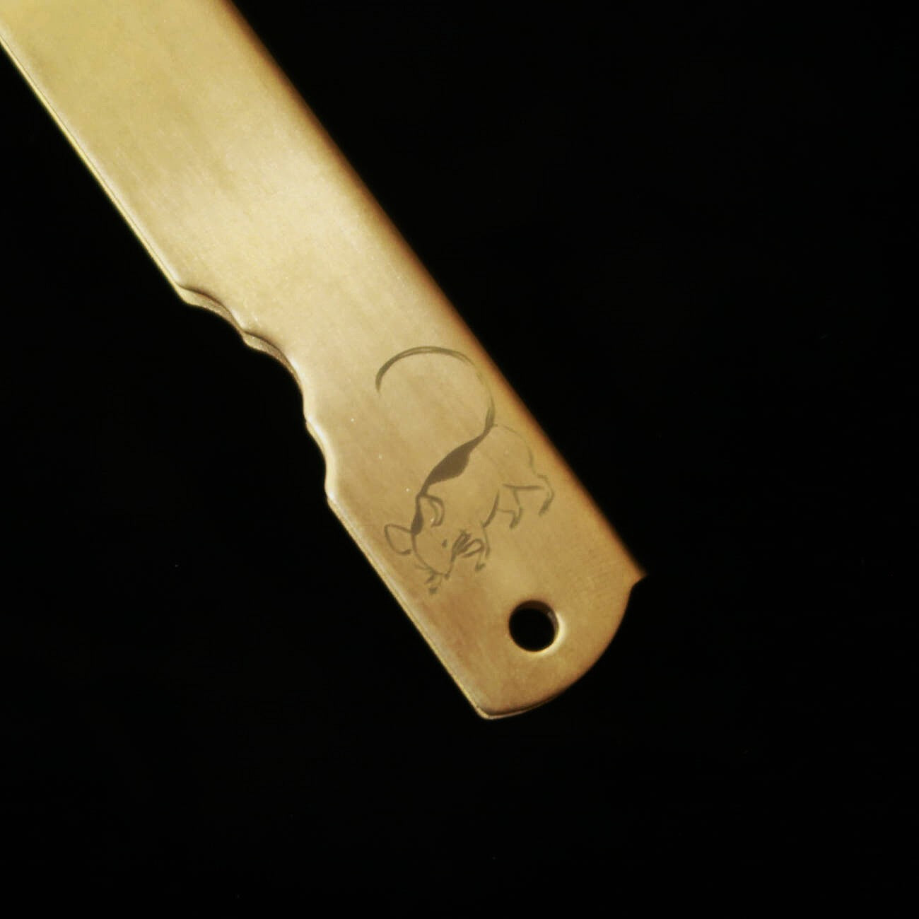 永尾かね駒製作所KANEKOMA 肥後守 青鋼割込 真鍮柄 干支シリーズ　- 子 - (73mm)