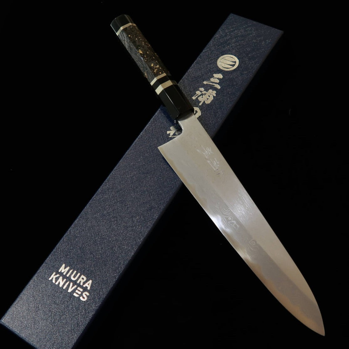 三浦佩MIURAObidama 牛刀 青紙一号 ダマスカス カーボンファイバーハンドル（210/240mm）