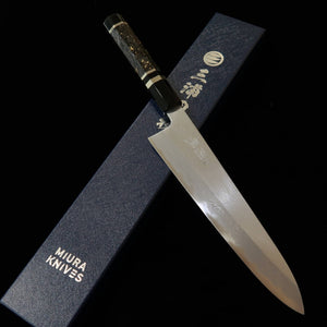 Miura佩 MIURA Obidama gyuto Aogami nº1 Damasco, mango de fibra de carbono (210/240 mm)