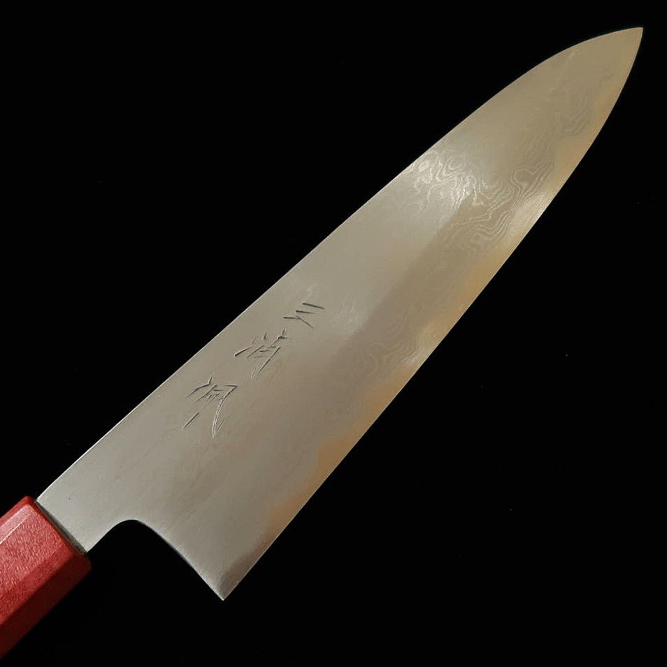 三浦佩MIURAObidama 牛刀 青紙一号 ダマスカス レッドスタビライズハンドル（210mm）