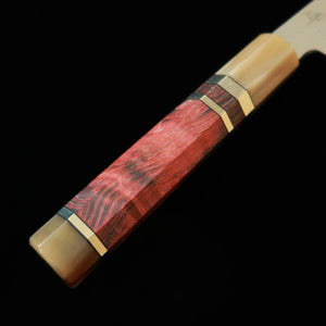 MIURA Hai Miura Obidama gyuto de un solo filo acero blanco nº2 bokashi mango de madera estabilizada rojo marrón (240 mm)
