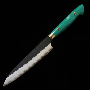 二唐刃物鍛錬所NIGARA  ペティ SG2 黒打 鎚目 ターコイズハンドル(150mm)