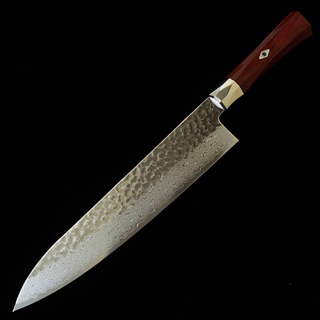 [Nuevo estándar] Zanmai MCUSTA ZANMAI Supreme 3, acabado martillado, gyuto rojo (180-240 mm)