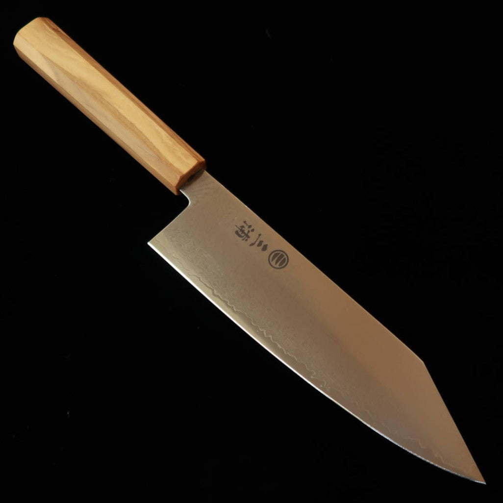 MIURA Miura, santoku kiritsuke, VG10, damasco integral, mango monobloque de olivo (180 mm)
