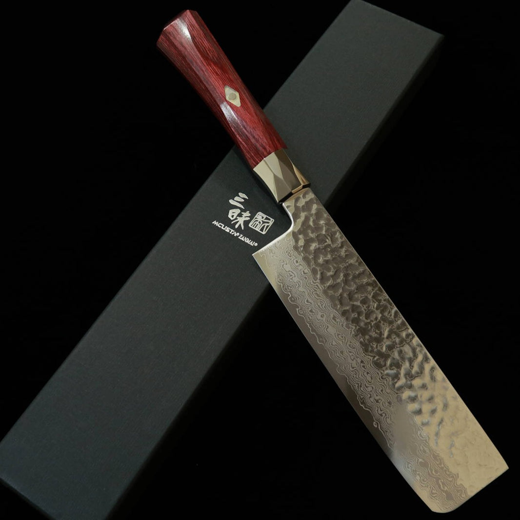 【新定番】三昧MCUSTA ZANMAI シュプリーム3 鎚目 菜切 赤（165mm）
