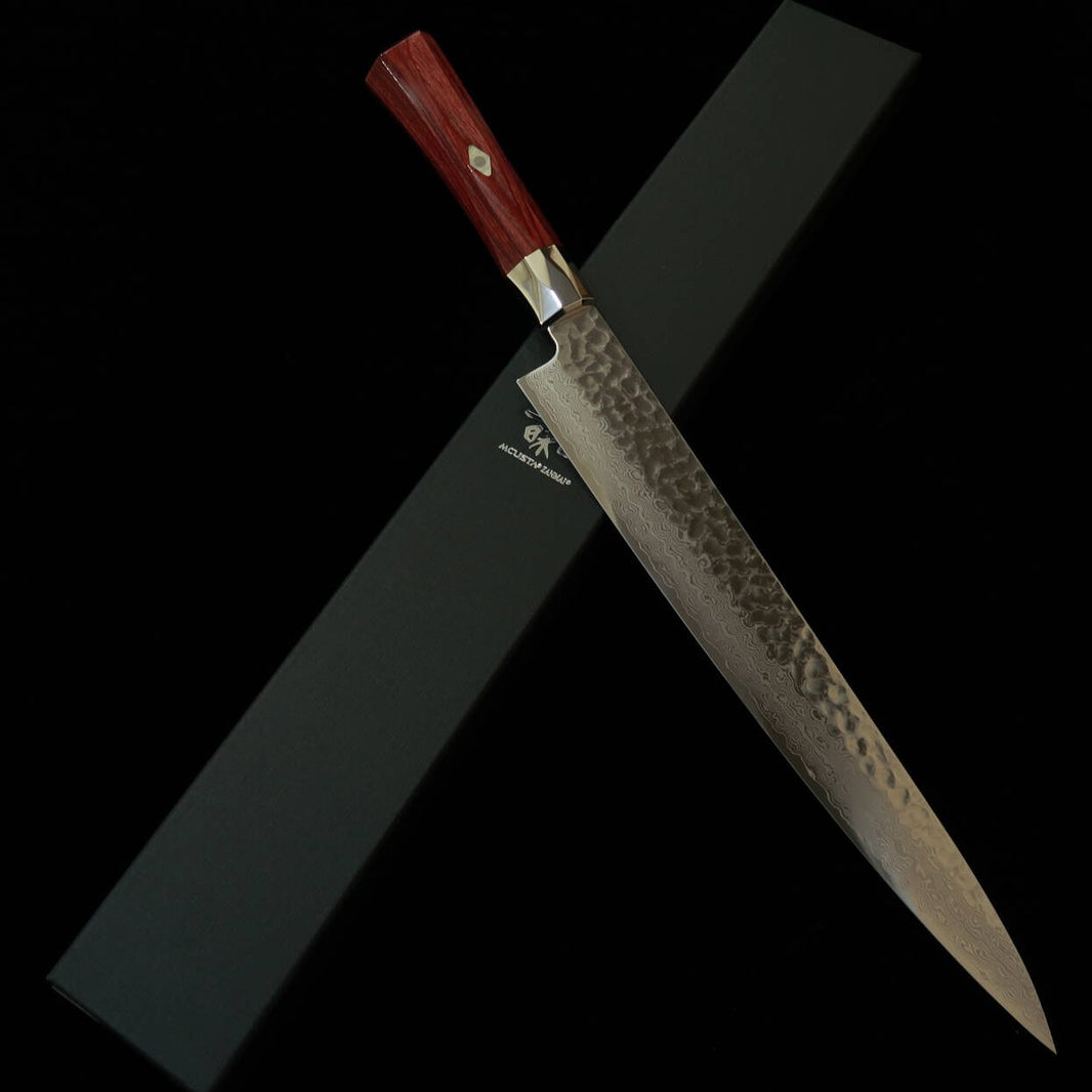 【nouvelle référence】 MCUSTA ZANMAI ZANMAI Suprême 3 motif martelé Sujihiki rouge (240/270 mm)
