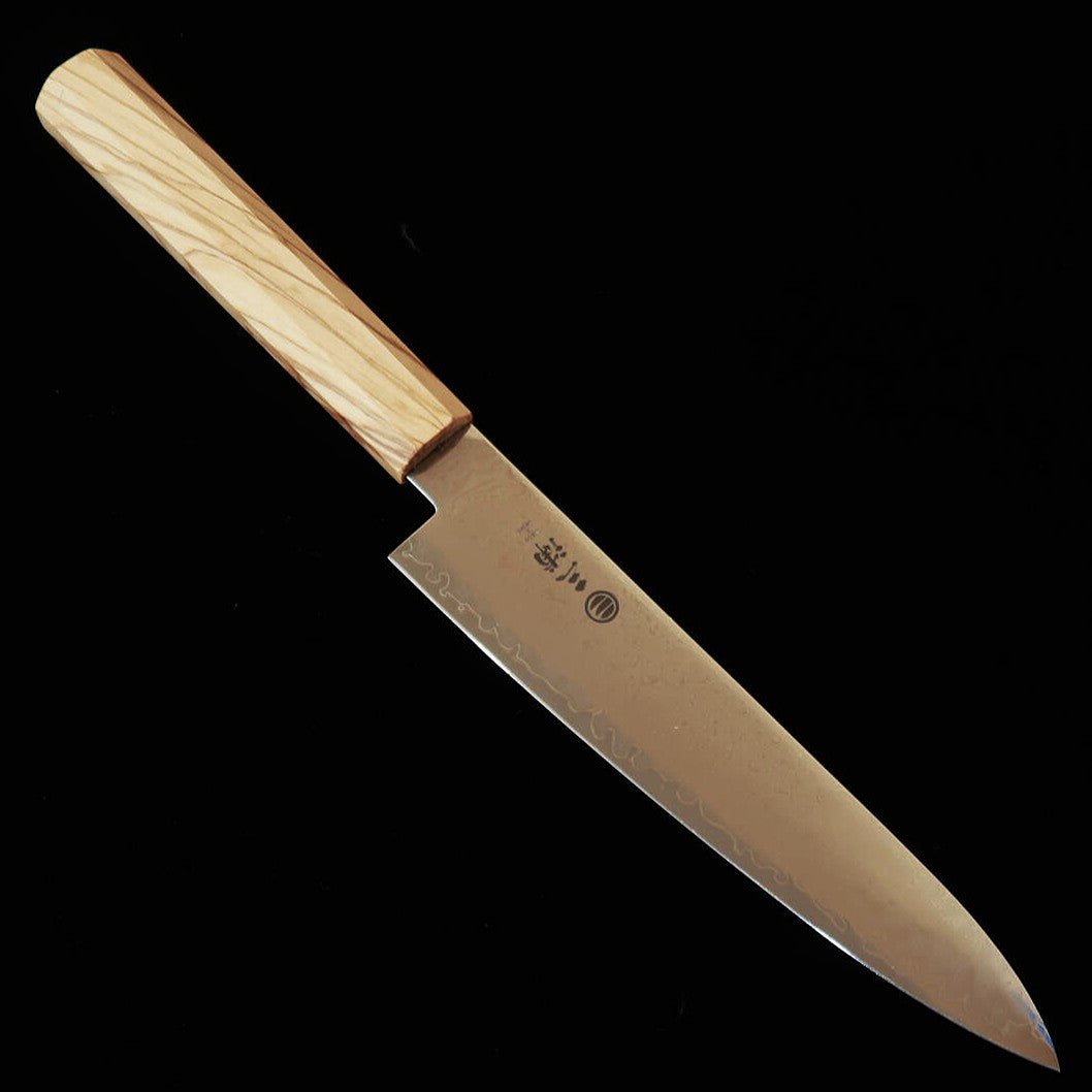 三浦 MIURA ペティ VG10  全面ダマスカス オリーブ一体型柄（150mm）