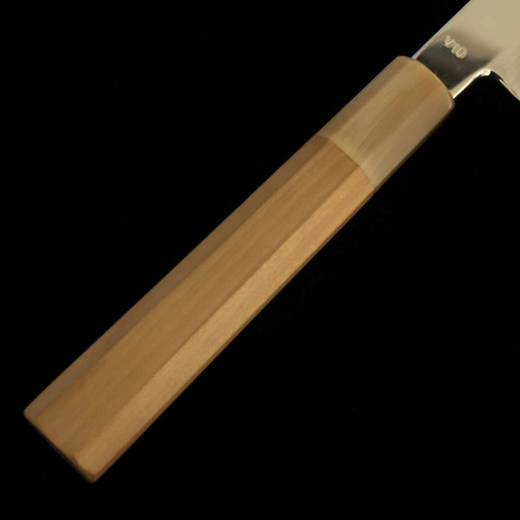 Kiritsuke Yanagiba MIURA Obidama Kansho VG-10 Acabado espejo plano Mango octogonal de magnolia (270 mm)