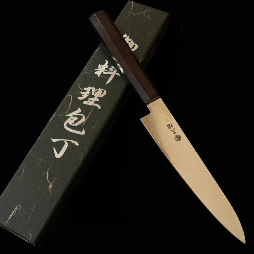 MIURA cuchillo petty VG10 damasco completo, mango macizo de ébano (150 mm)