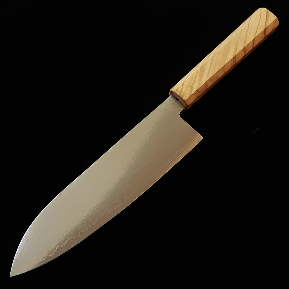 三浦 MIURA 三徳 VG10 全面ダマスカス オリーブ一体型柄（180mm