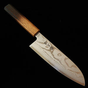 Miura Santoku VG10 Damascus Burnished Urushi Octagonal Handle (165mm)