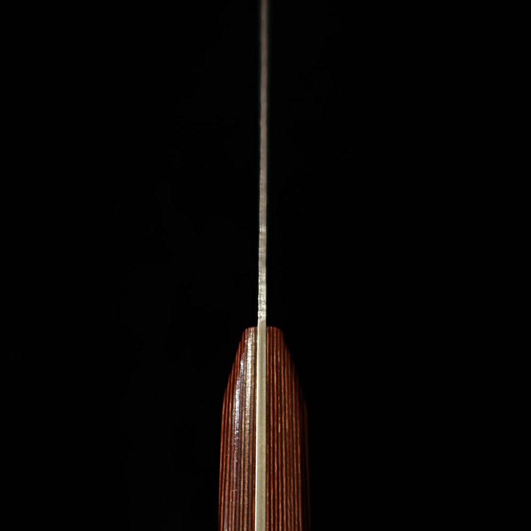 三浦 MIURA 三徳 AUS10 鎚目 ダマスカス 茶合板柄 （180mm）