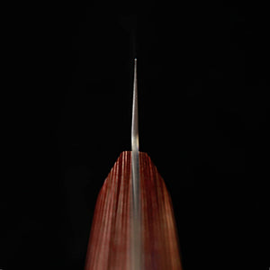 三浦 MIURA 三徳 AUS10 鎚目 ダマスカス 赤合板柄 （180mm）