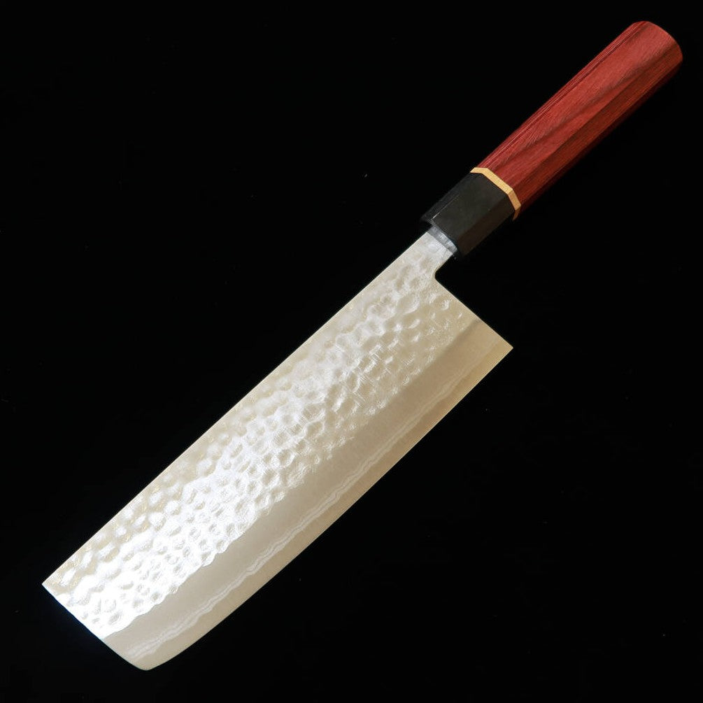 訓平作 KUNPEI 菜切 刻流 槌目ダマスカス 暁八角柄 （165mm） – 三浦