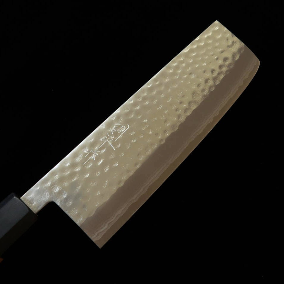 訓平作 KUNPEI 菜切 刻流 槌目ダマスカス 暁八角柄 （165mm）