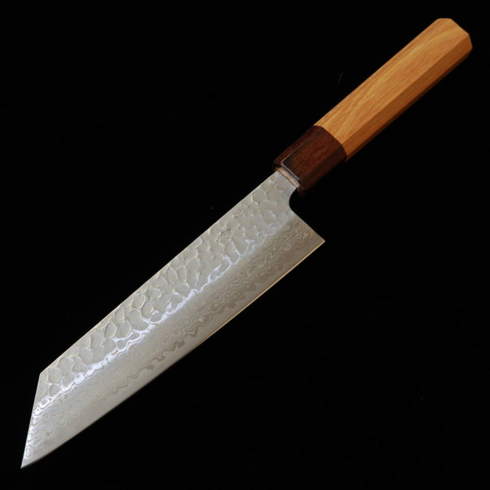 三浦MIURA 文化 銀紙三号 鎚目 ダマスカス ケヤキ柄（170mm）