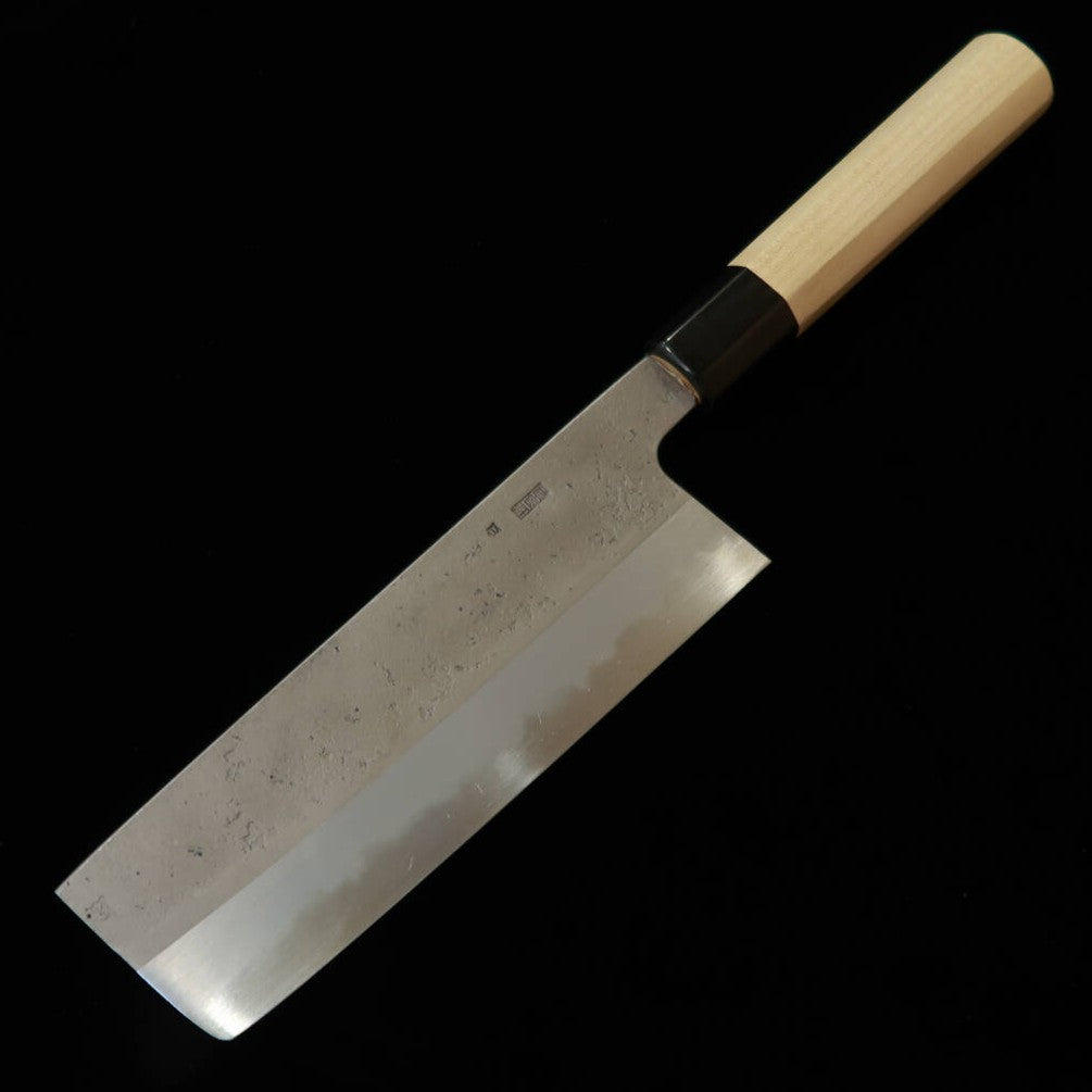 Sakai Kikumori KIKUMORI Kikuzuki Nashi, nakiri Shirogami #2, mango octogonal de magnolia (180 mm)
