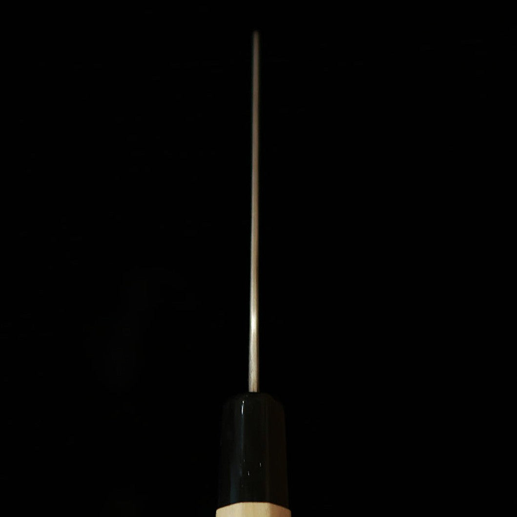 Sakai Kikumori KIKUMORI Kikuzuki Nashi, nakiri Shirogami #2, mango octogonal de magnolia (180 mm)