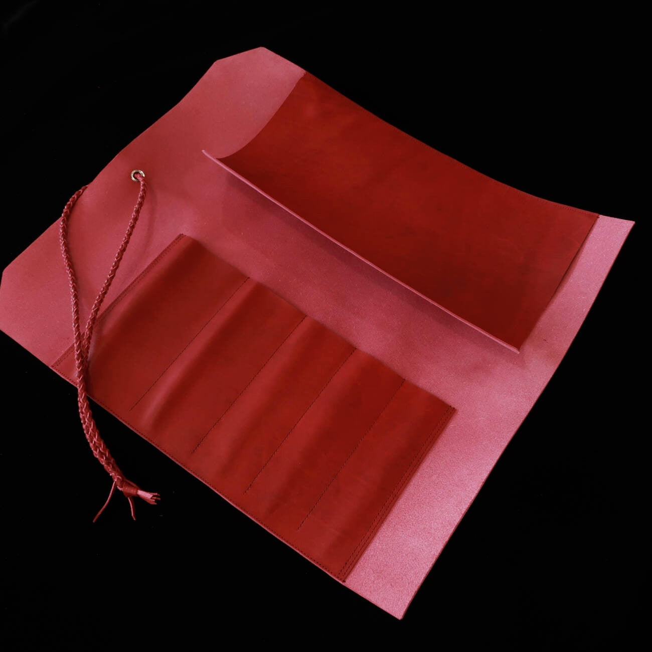 YOKU leatherworks　レザーナイフロール Long Lasteing Leather　Red　4P