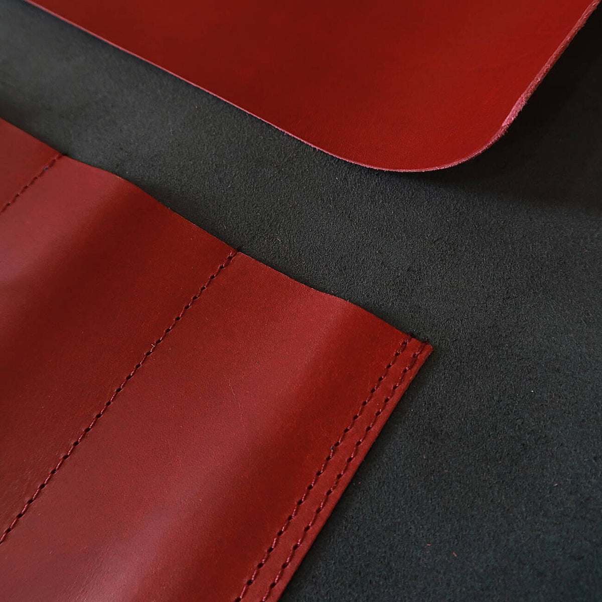 YOKU leatherworks rollo de cuero para cuchillos Long Lasting Leather azul×rojo 4 bolsillos