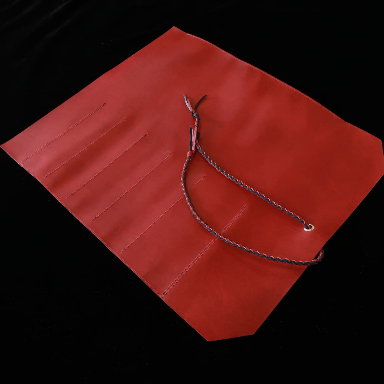 YOKU leatherworks　レザーナイフロール Long Lasteing Leather　Red×Blue　4P