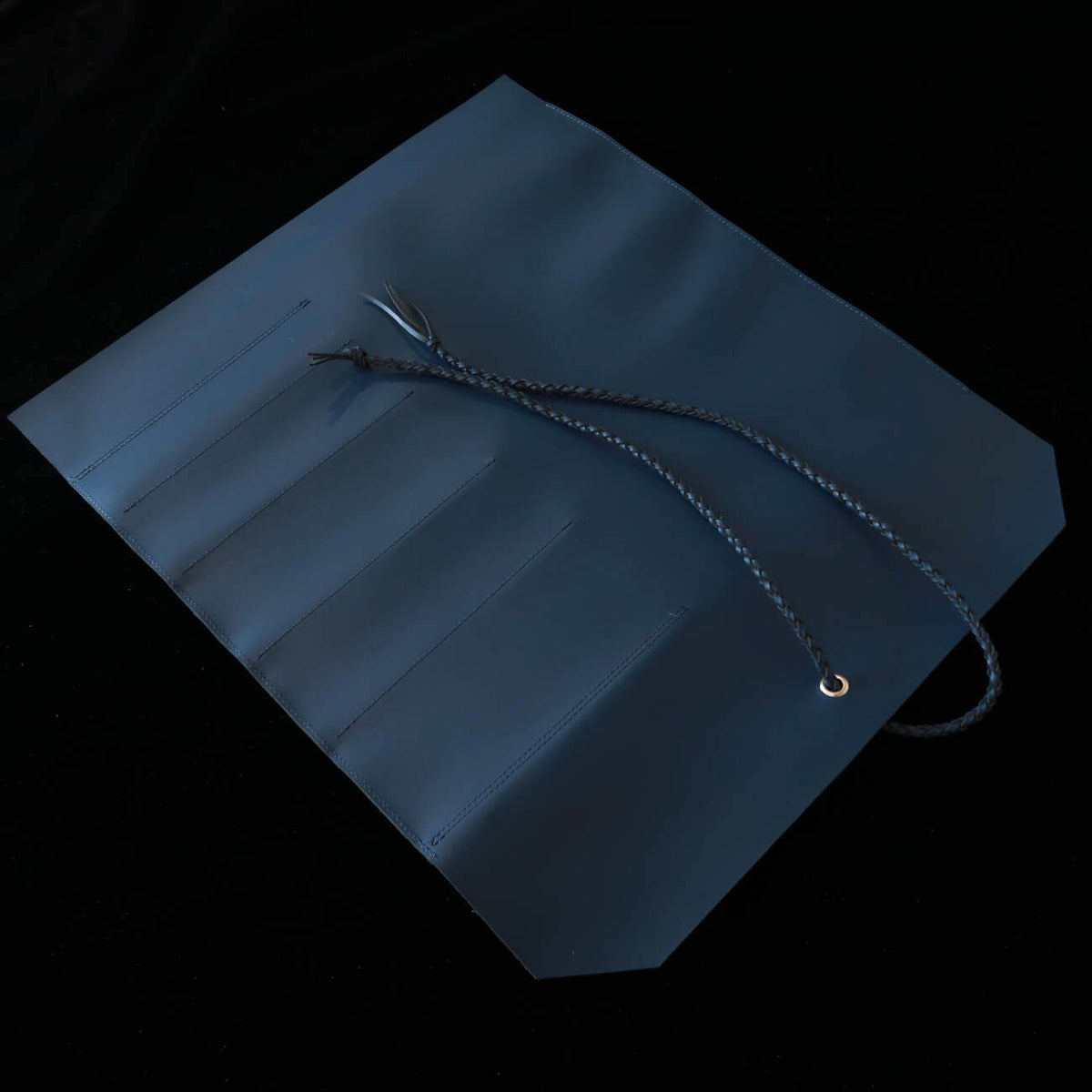 YOKU leatherworks, funda enrollable de cuero para cuchillos, Long Lasting Leather, azul, 4 piezas