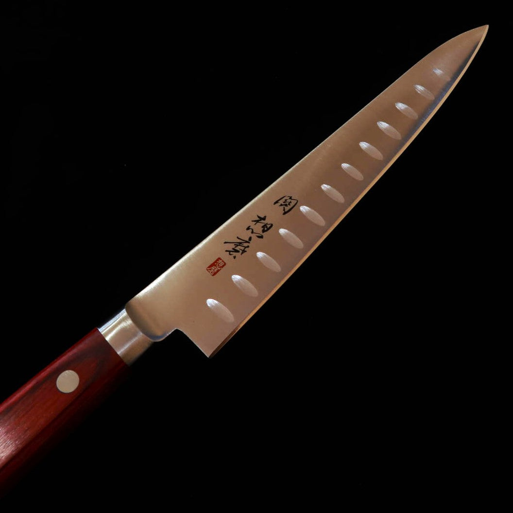 関 想磨 SEKI SOUMA ペティ モリブデン鋼 ディンプル 赤合板柄 (150mm
