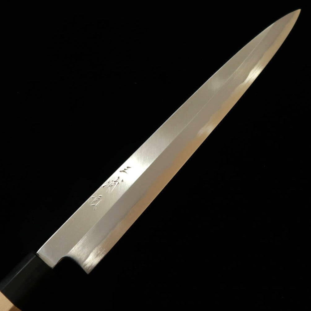 MIURA Itadaki 三浦頂, obra de Yoshikazu Tanaka, yanagiba, acero Aogami #1, mango octogonal de ho (300 mm)