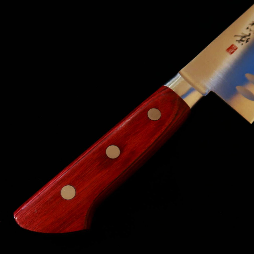 Seki Souma Molybdenum Steel Santoku Dimpled with Red Plywood Handle (180mm)