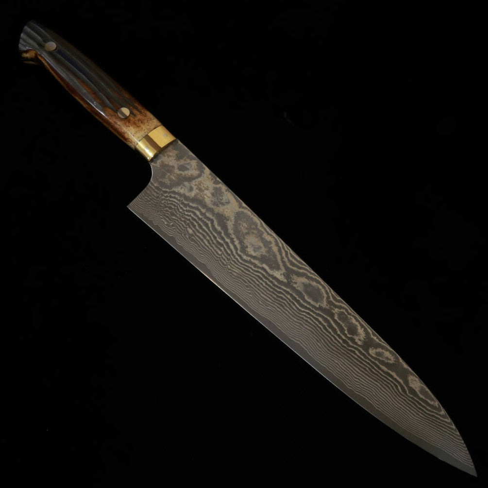 佐治武士 SAJITAKESHI 牛刀 VG10 黒ダマスカス 鹿角柄（240mm）