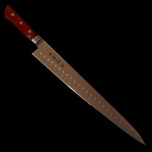Seki Souma couteau à désosser (sujihiki) acier au molybdène, alvéolé, manche en contreplaqué rouge (240/270 mm)