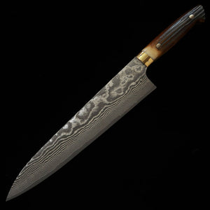 佐治武士 SAJITAKESHI 牛刀 VG10 黒ダマスカス 鹿角柄（240mm）