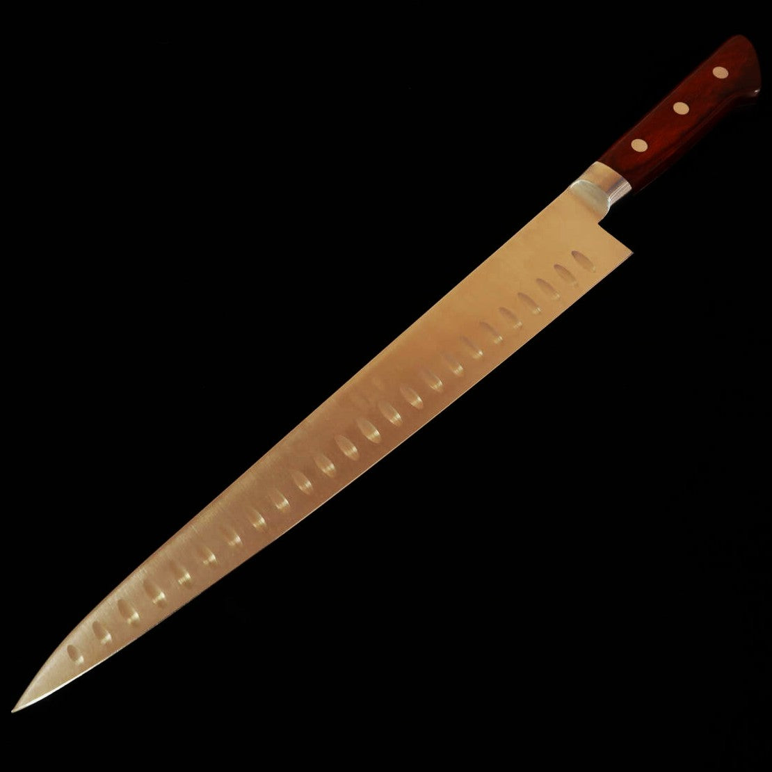 Seki Souma Molybdenum Steel Sujihiki Slicer Dimpled with Red Plywood Handle (240/270mm)