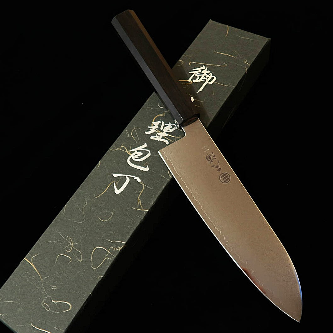MIURA Miura, santoku VG10, damasco completo, mango integral de ébano (180 mm)