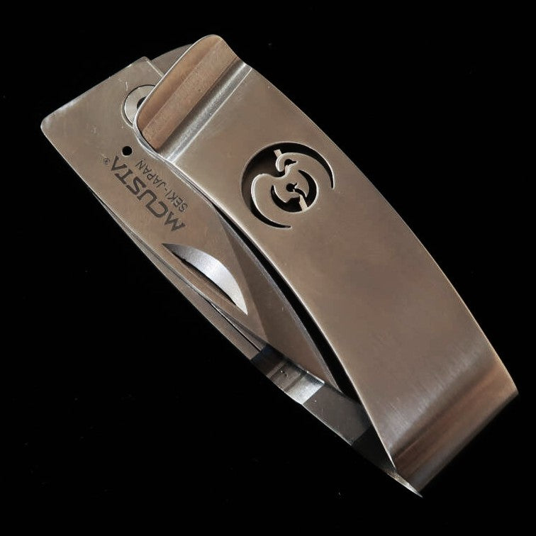 エムカスタMCUSTA　ポケットクリップ”家紋” 鶴 MC-0083 マネークリップナイフ　（50mm）