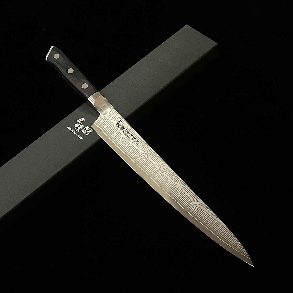 [New Standard] ZANMAI MCUSTA Classic 3 Damascus Sujihiki, Black (240mm)