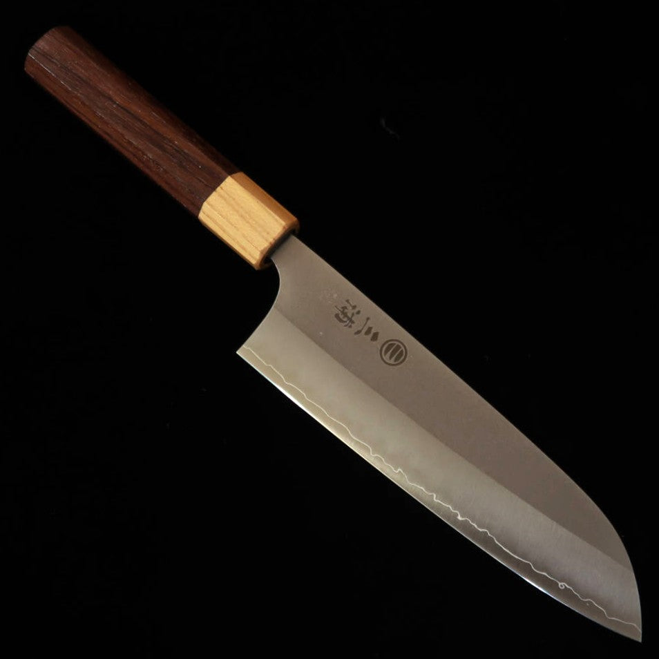 Miura MIURA Santoku VG10W acabamento nashi-ji, cabo de pau-rosa e zelkova (165 mm)