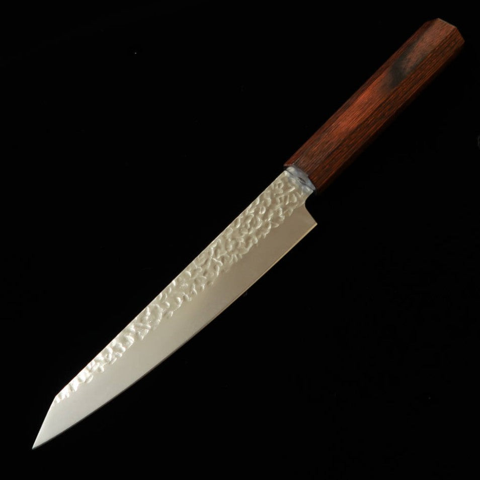 Miura MIURA Kiritsuke Petty AUS8, martelada, cabo listrado marrom e preto (150mm)