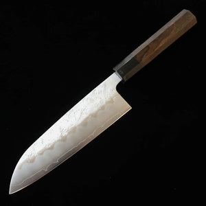 MIURA Ginsan Silver no. 3 Series Nashiji Santoku, Ebony Octagonal Handle (165mm)