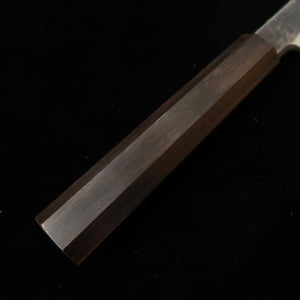 Shirasagi Faca Gyuto de um só fio Aogami #2 acabamento preto martelado cabo integral de ébano (210 mm)