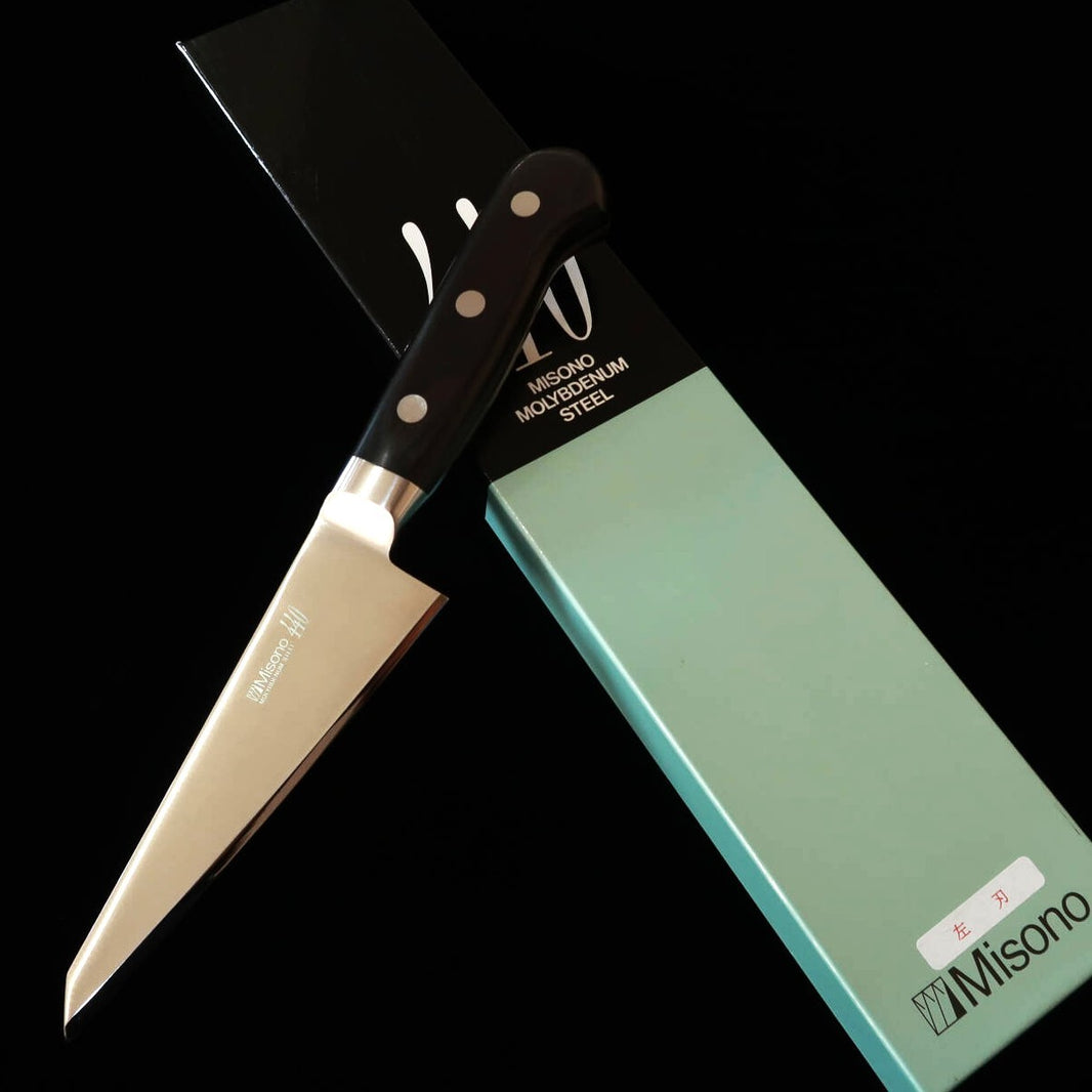 Honesuki cuadrado MISONO 440C contrachapado laminado negro, para zurdos (145mm)
