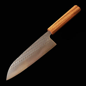 Miura Santoku AUS10 (10A) Rope-patterned Damascus Clear Oak Octagonal Handle (165mm)
