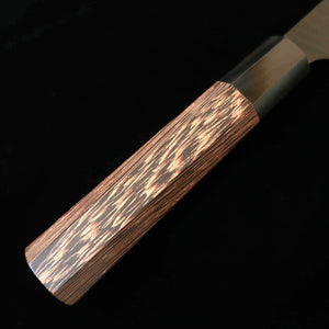 Cuchillo gyuto estilo kiritsuke NIGARA, acero SG2, acabado negro martillado, mango octogonal de wengué (240 mm)