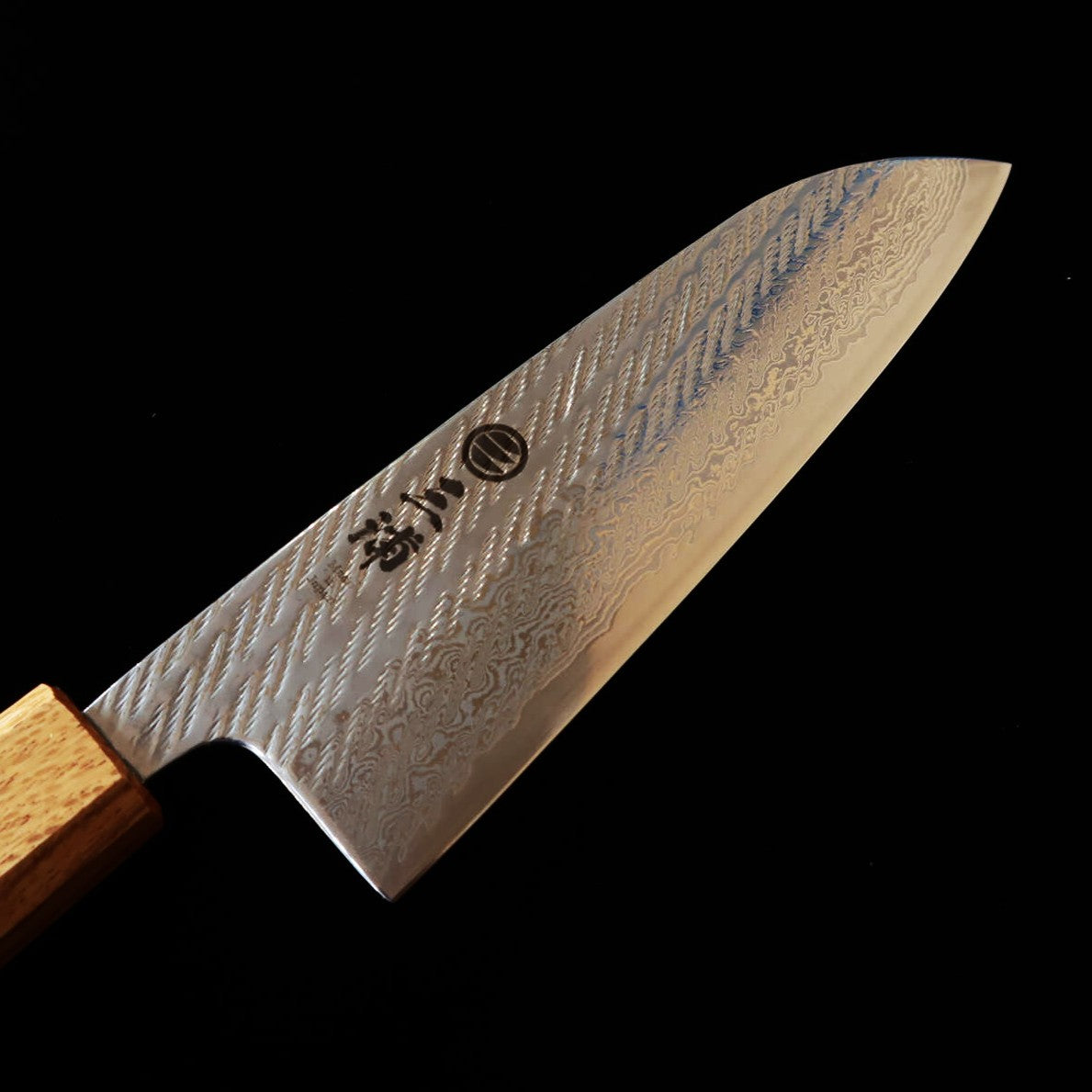 Miura Santoku AUS10 (10A) Rope-patterned Damascus Clear Oak Octagonal Handle (165mm)